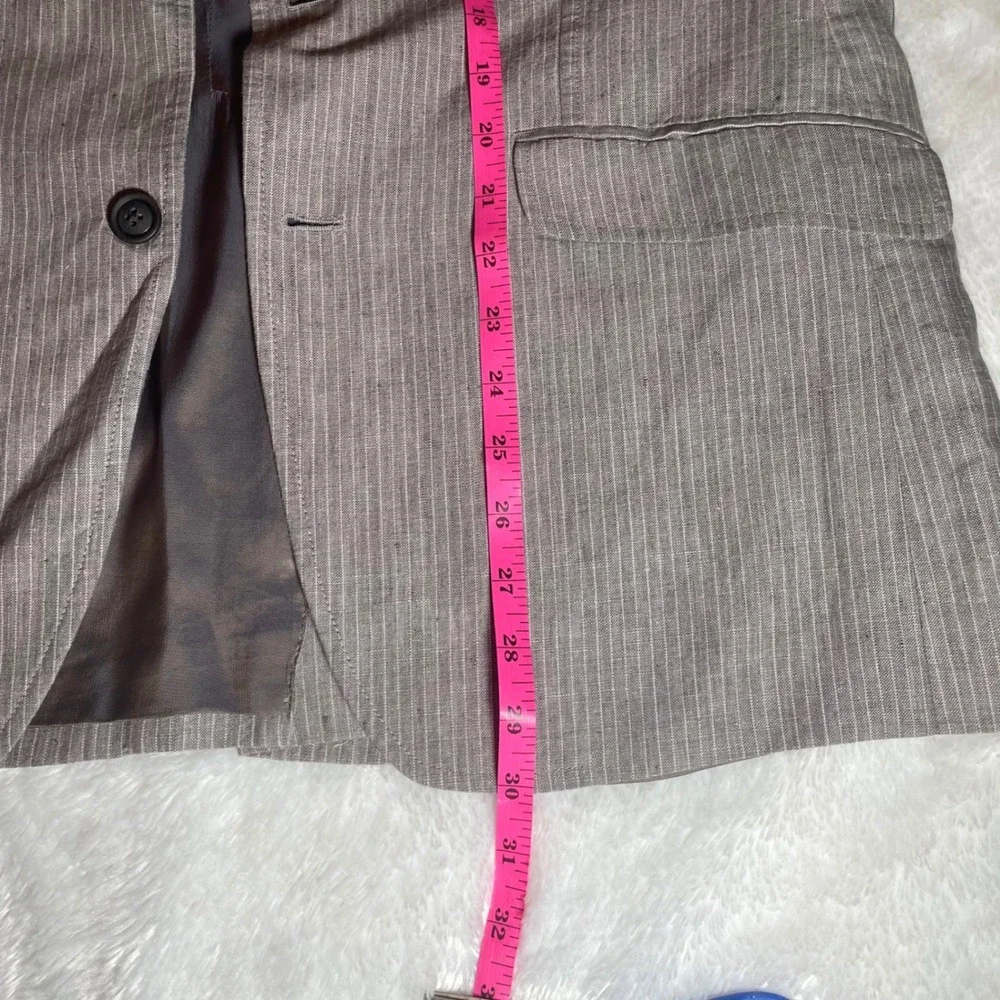 Murano Baird McNutt Linen Blazer Mens‎ Large Tan Pinstripe Two Button Sport Coat